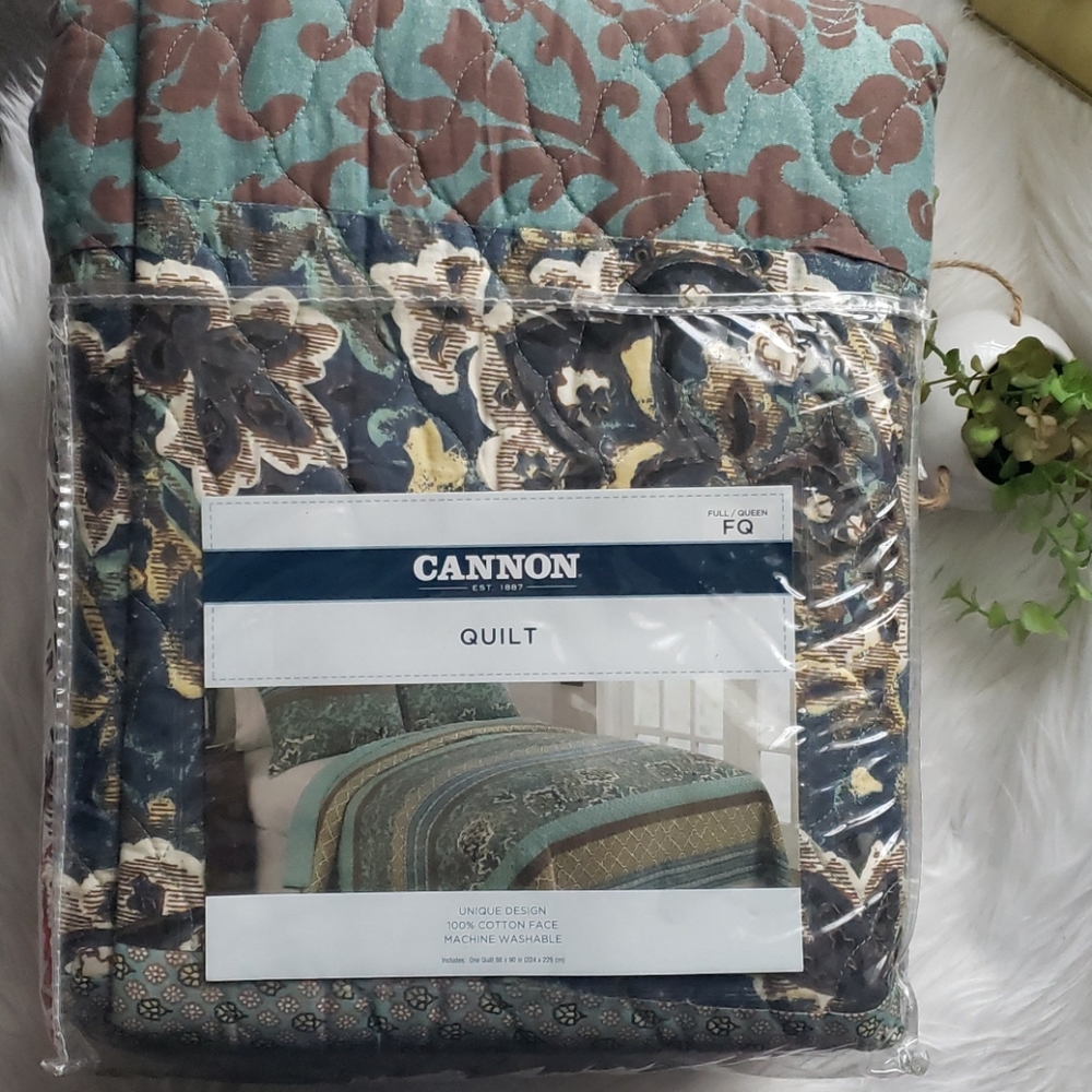Cannon Unique Design Blue Green Full Queen Quilt